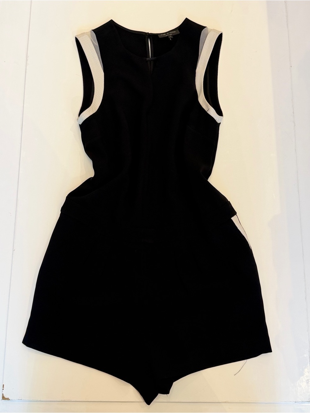 rag & bone Black Sleeveless Mini Romper with White Trim